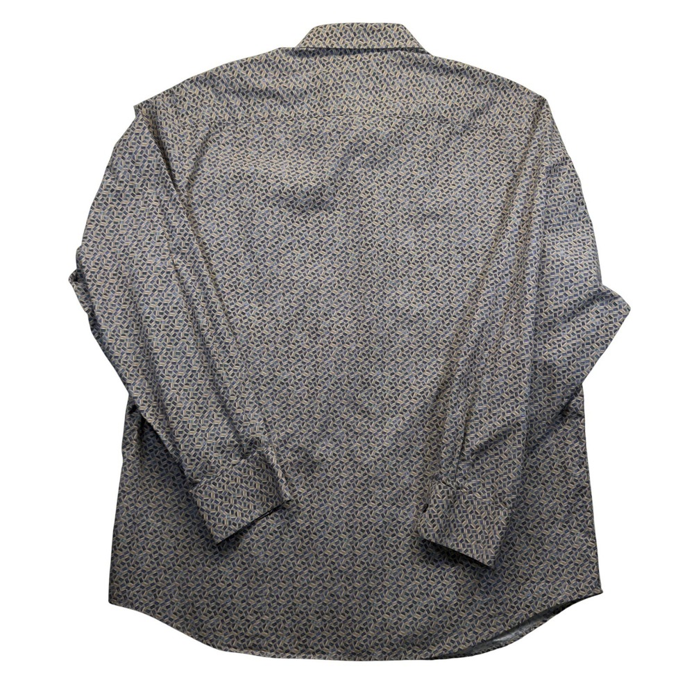 Bugatchi Mens XL Classic Fit Geometric Cotton Long Sleeve Button Down Shirt Blue - Picture 3 of 9